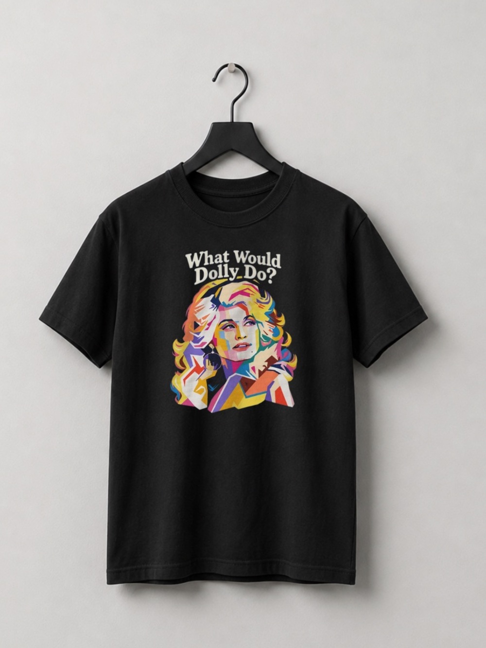 Black Tee with Multicolor Dolly Pop Art Graphic
